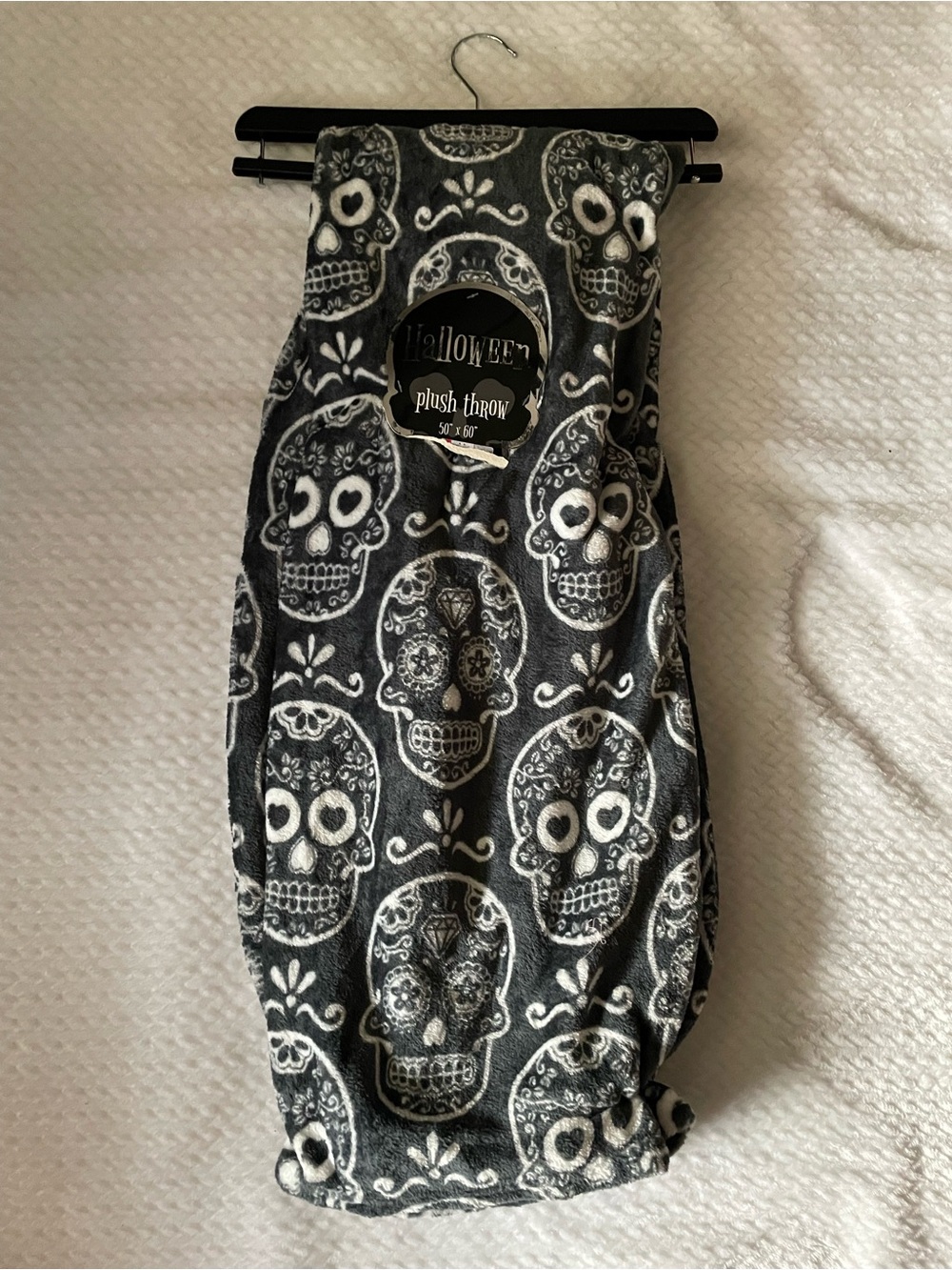 NWT Halloween Sugar Skull Day of The Dead Plush Throw Blanket 50x60